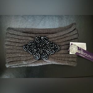 NWT David & Young Knit Turban Headband Wrap Jeweled